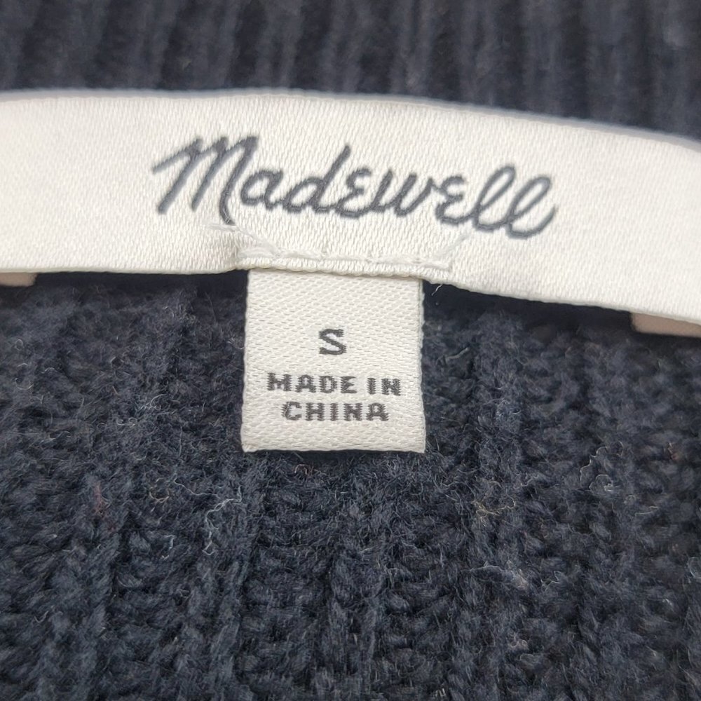 Madewell Thompson Pocket Pullover Sweater Black Long Sleeve Boat Neck Size S - Picture 8 of 10